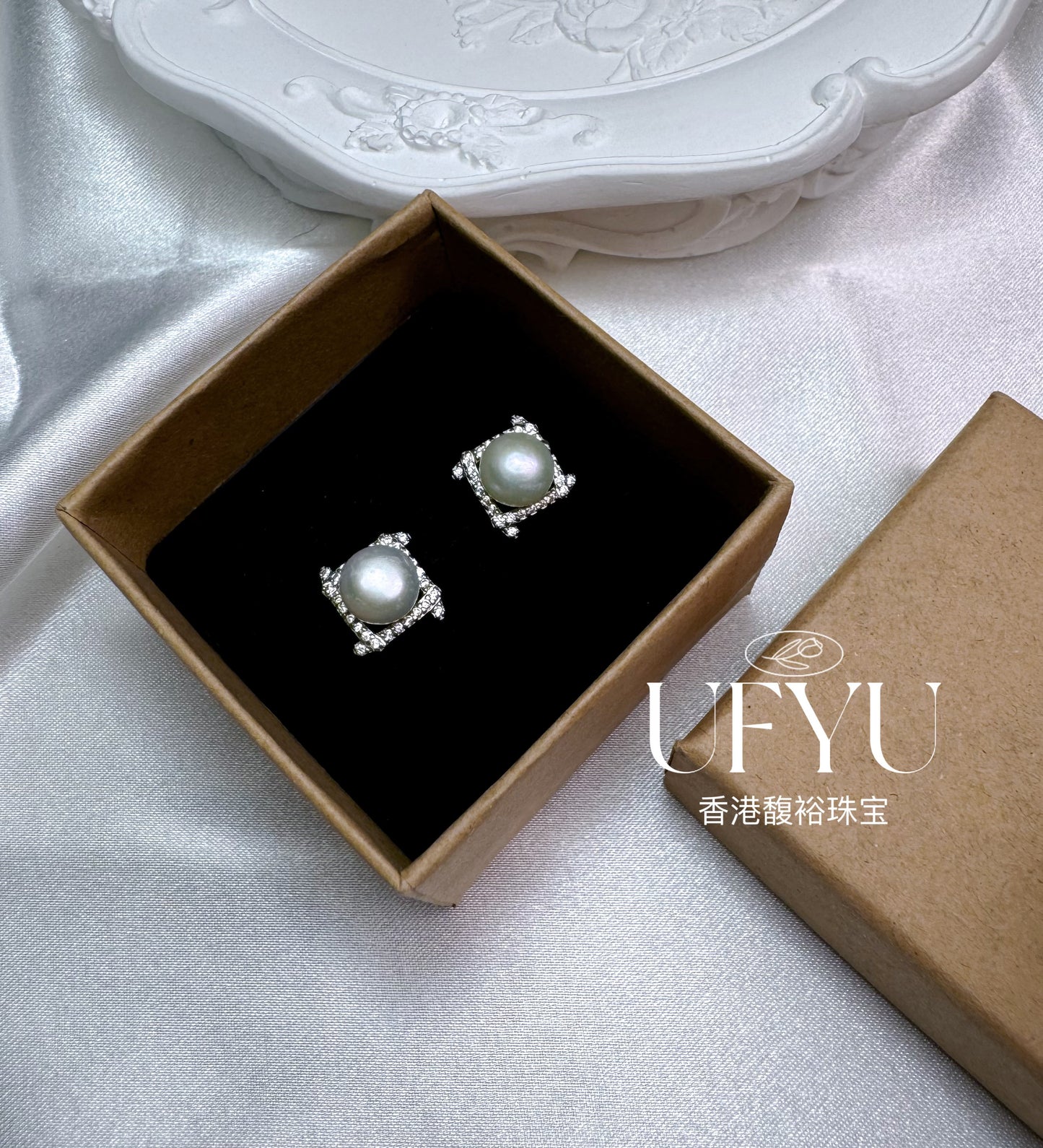 7-8mm Handcrafted Fashionable and Luxurious Square Style 925 Silver Earrings with Natural Freshwater Pearls, a Gift for Ladies, Moms, and Girlfriends.