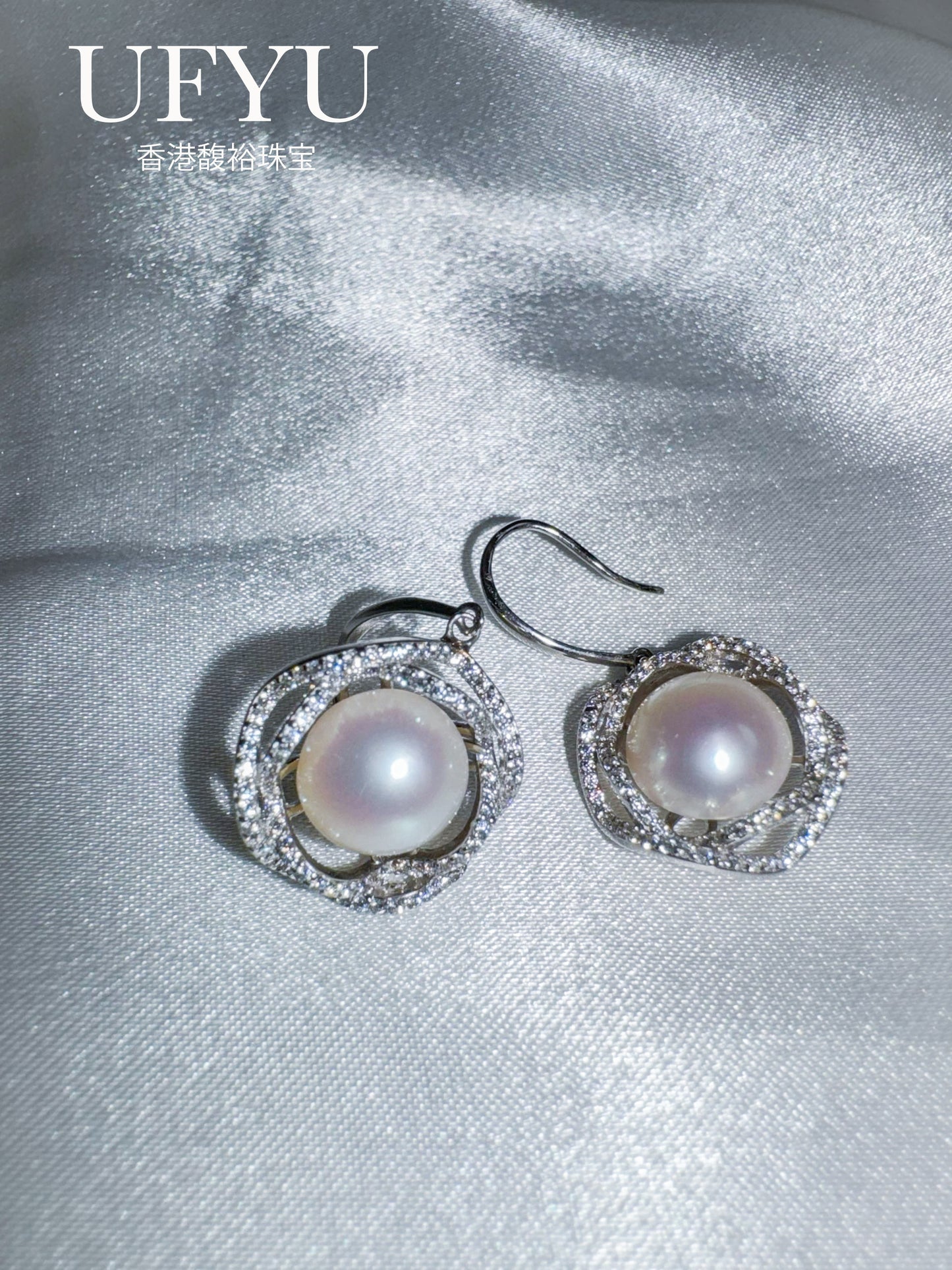 Handcrafted  Flower Earrings with Diamond Natural Pearls featuring Strong Luster and Pinkish Glow luxurious gift for moms or wives.