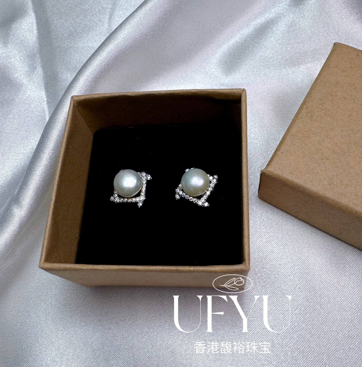 7-8mm Handcrafted Fashionable and Luxurious Square Style 925 Silver Earrings with Natural Freshwater Pearls, a Gift for Ladies, Moms, and Girlfriends.